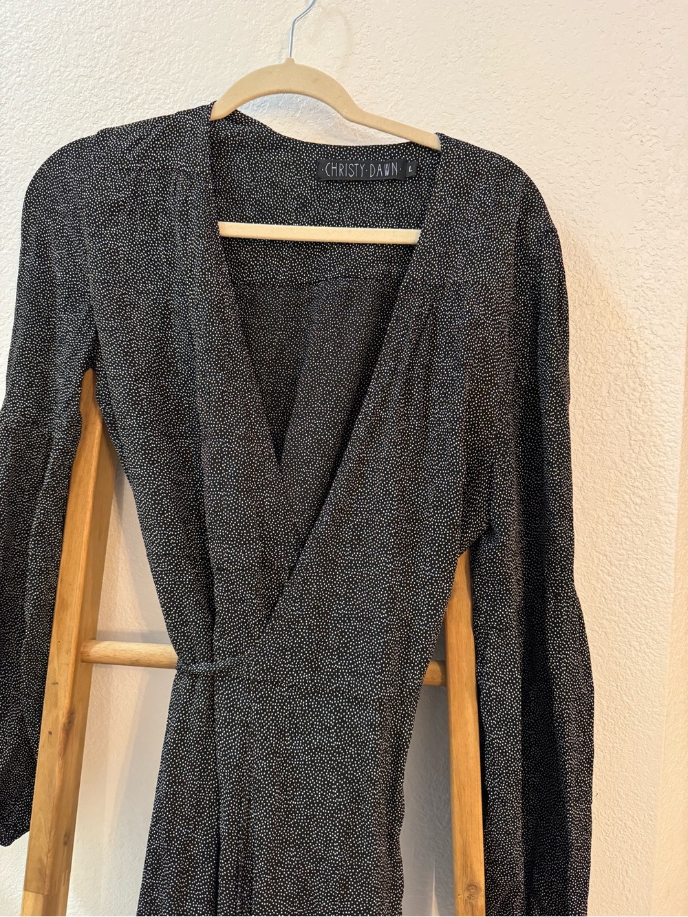 Christy Dawn Dark Heather Gray Long Sleeve Wrap Maxi Dress - Picture 4 of 15